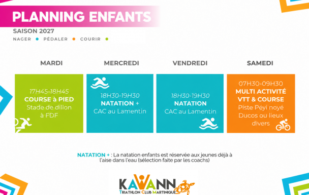 Planning d'entraînements - section Enfants 2027